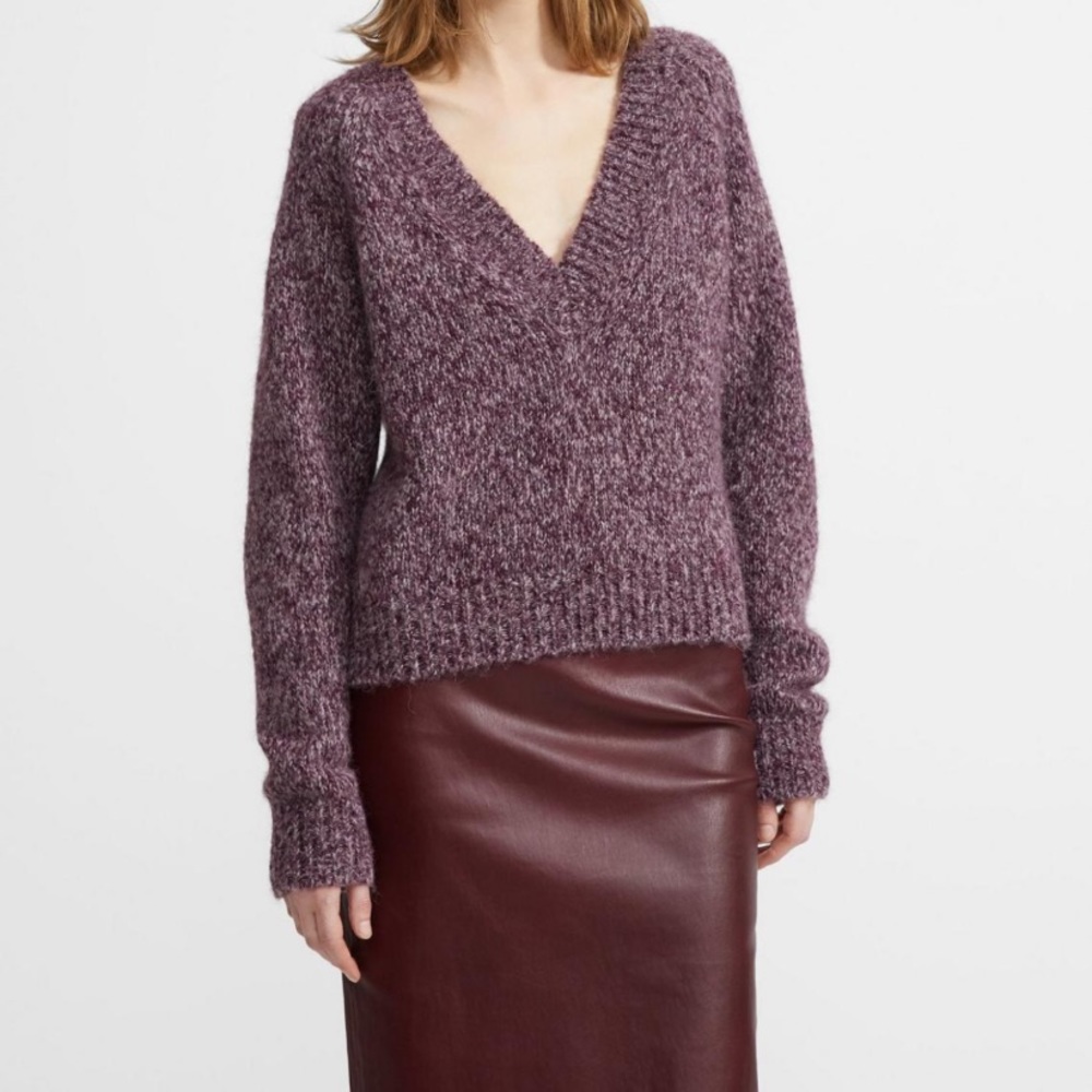 Theory V-Neck Marled Alpaca Wool Sweater
